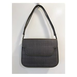 Vintage structured crossbody bag w/ adjustable strap in grey